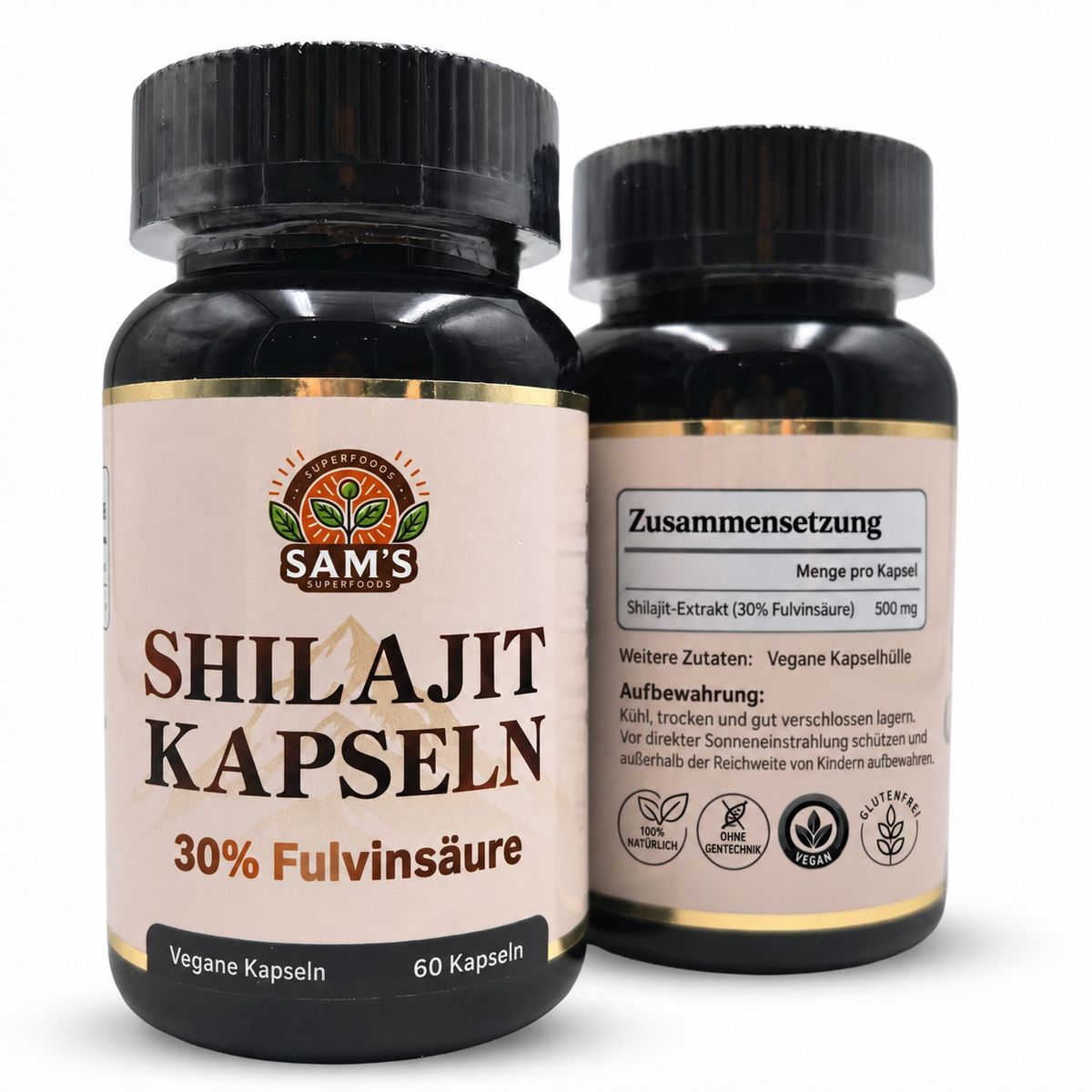 Shilajit-Kapseln - 30% Fulvinsäure - 500 mg