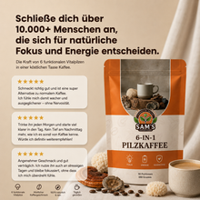 6 in 1 Pilze Kaffee – Mushroom Coffee mit Löwenmähne & Reishi