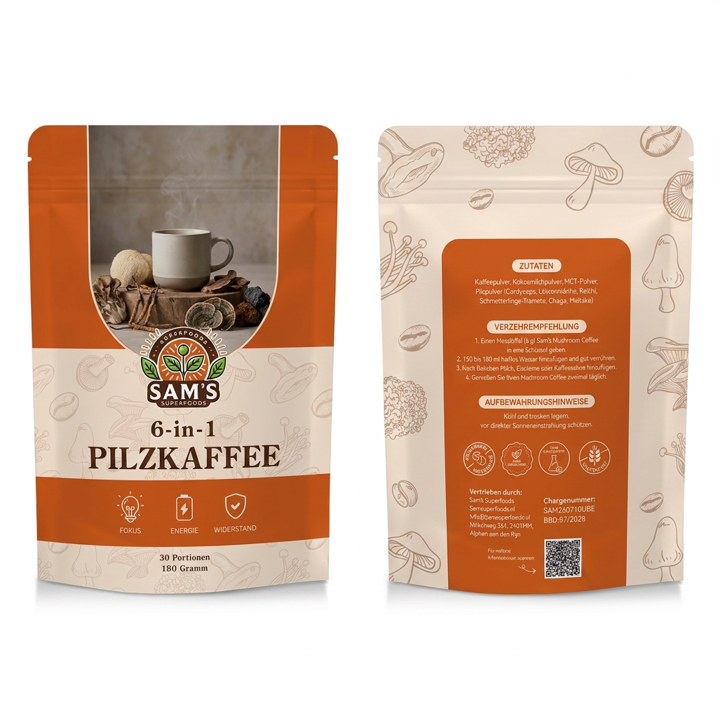6 in 1 Pilze Kaffee – Mushroom Coffee mit Löwenmähne & Reishi